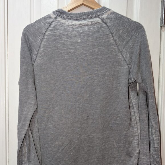 Women's Grey Crew Neck Distressed Sweatshirt "Go Smudge Yourself" in Green - Picture 2 of 6